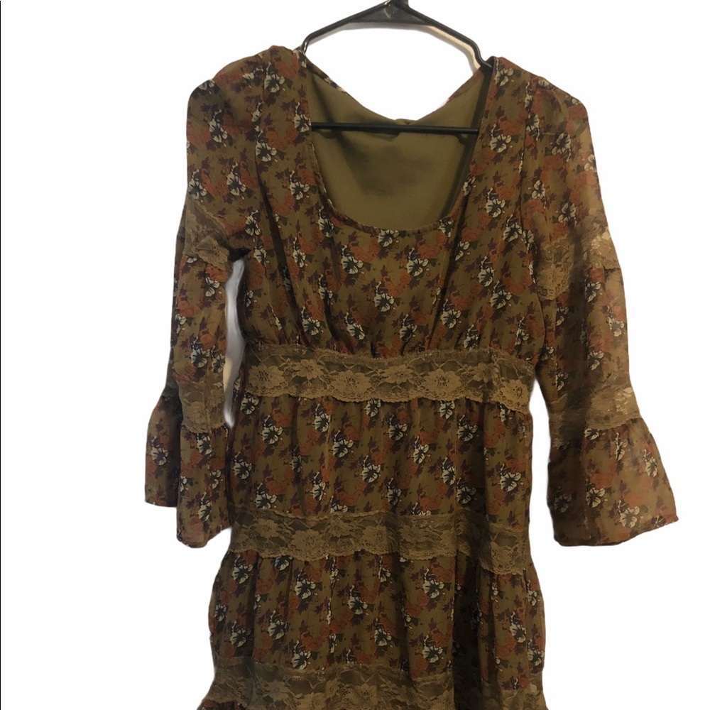 Blue Bird Bohemian Lace Dress Double Layered Sz SM
